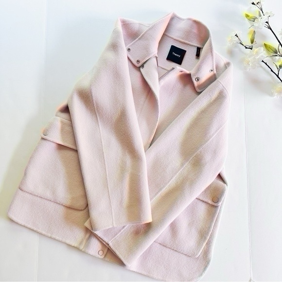 NEW Theory Double Face Wool & Cashmere Utility Coat Rosewood - Picture 2 of 9